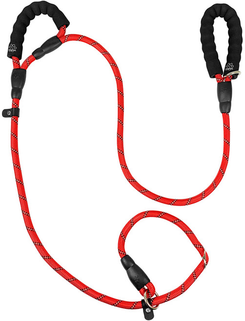 멍템 로프 일체형 목줄 1.8미터, 레드, 1개