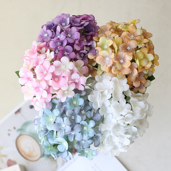 조아트 조화 실크플라워 인조식물 수국가지, 믹스, 5개