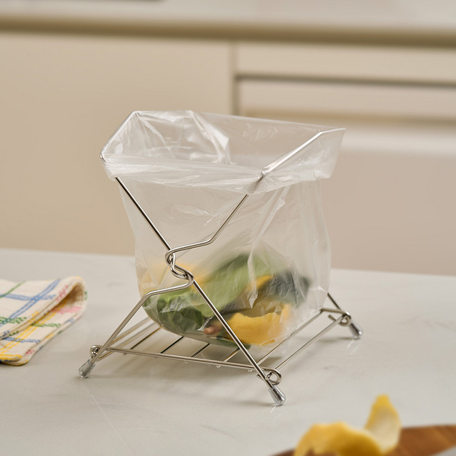 론더블린 스텐304 다용도 폴디빈 접이식 음식물쓰레기봉투 거치대, 1개