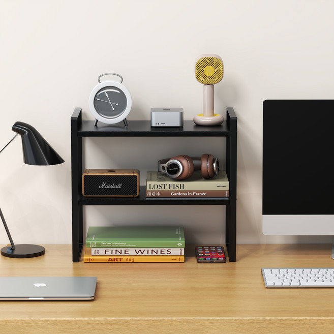 소하임 책상정리 선반, 올블랙, 2단