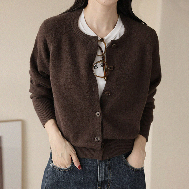 앤드스타일 여성용 폭닥 터치 라운드넥 가디건 264992