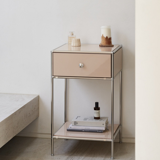 포더홈 무디 모듈 협탁 400 하부 선반형 방문설치, 베이지, 1개