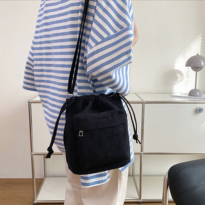 메이첼 엘포켓 코듀로이 심플 크로스 에코백 11443