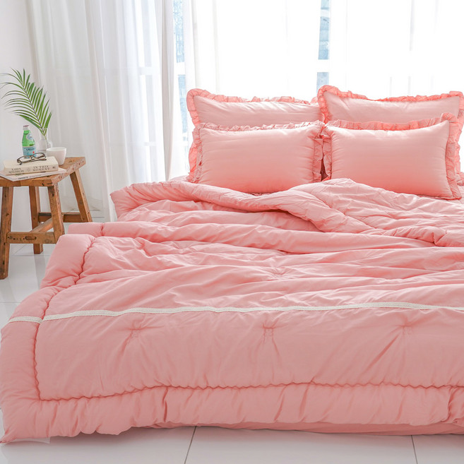 스코홈 순면 코튼소울 차렵이불 + 누빔 베개커버 세트