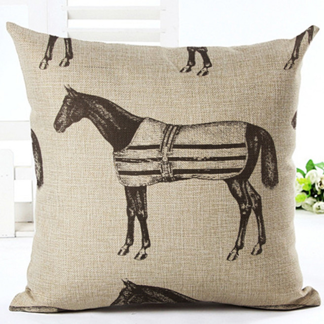 홈플로우 말 아트가 멋있는 모음 솜미포함 쿠션커버