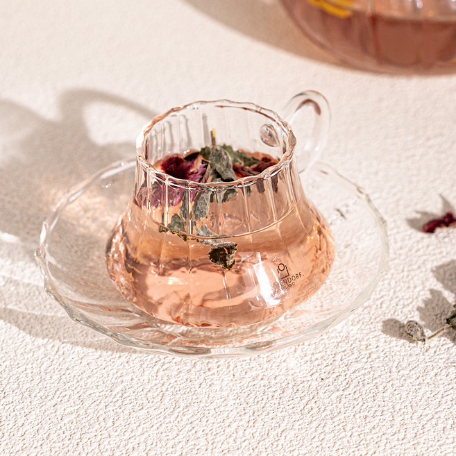 이첸도르프 폴크 글라스 커피잔 + 소서 세트, 1세트