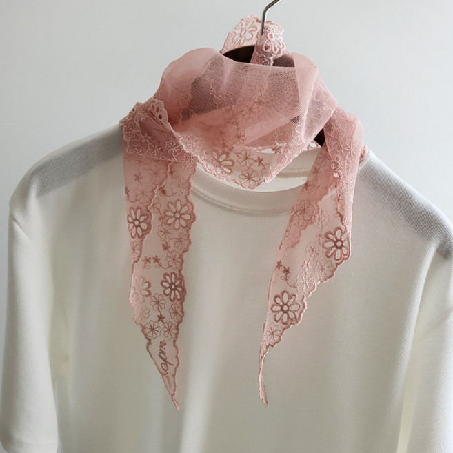 varvisu 蕾絲刺繡花朵領巾