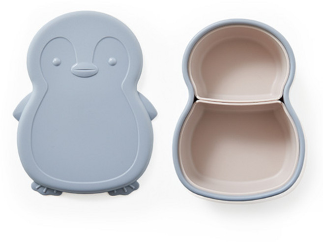 마미스테이블 아동용 펭귄 실리콘 1단 도시락통, 코지블루, 1개