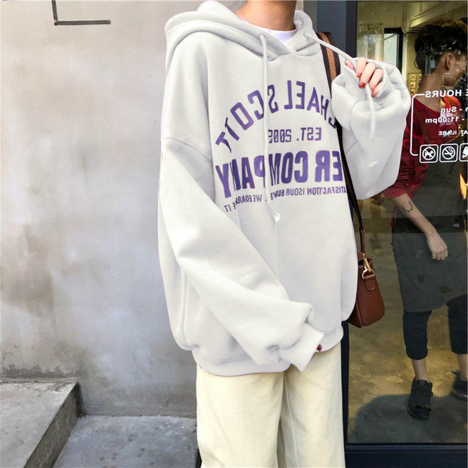 PEONIST 圓領刷毛寬鬆保暖連帽T恤