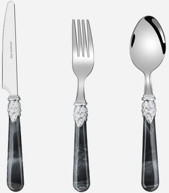 MEO 커트러리 양식기 세트, 블랙, 수저 + 포크 + 나이프, 1세트