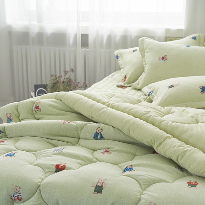 리빙캐슬 국내산 클로버 곰돌이 마이크로 차렵이불