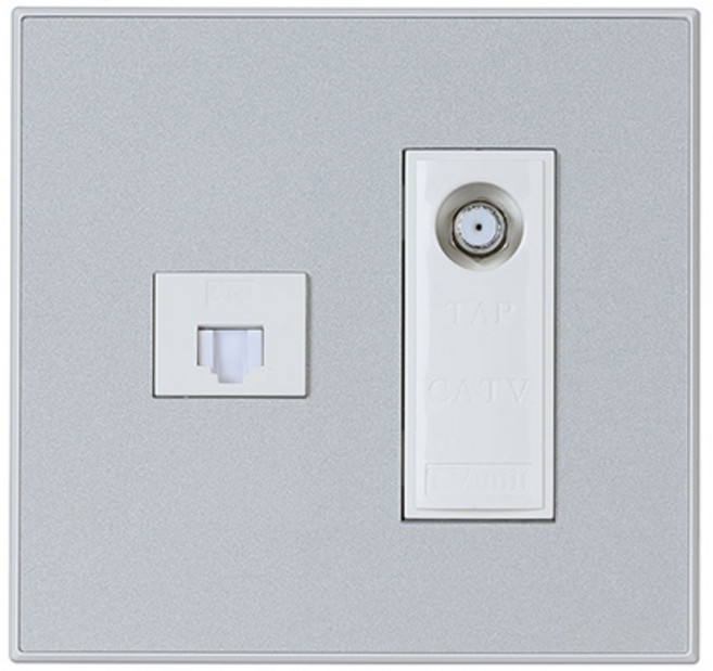 틸인스 인터넷 8p 1구 CATV 3방 콘센트 중2개용 화이트실버, 1개