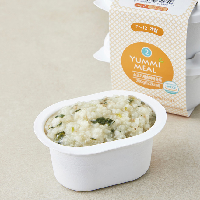 얌이밀 7~12개월 소고기 새송이아욱죽 이유식, 100g, 2개