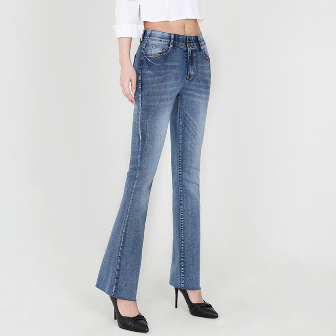 닷이프 여성용 롱/숏 기장 스판좋은 히든밴딩 슬림 부츠컷 청바지