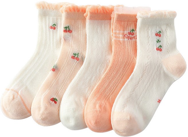 스마일 여아용 M851 버블체리 레이스 양말 5종 세트
