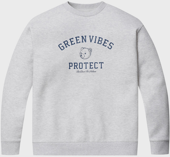 프로젝트엠 캐주얼 문베어 세미오버핏 와펜 맨투맨