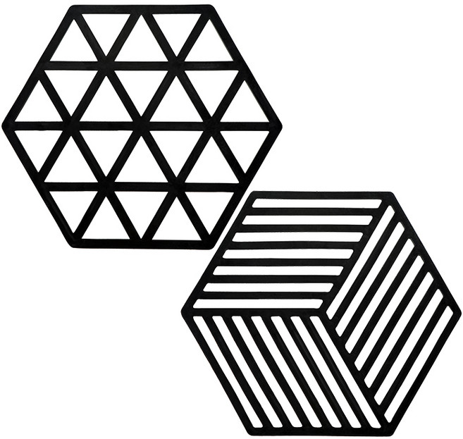 생활공식 모던 실리콘 냄비받침 2종 세트, 블랙, 1세트