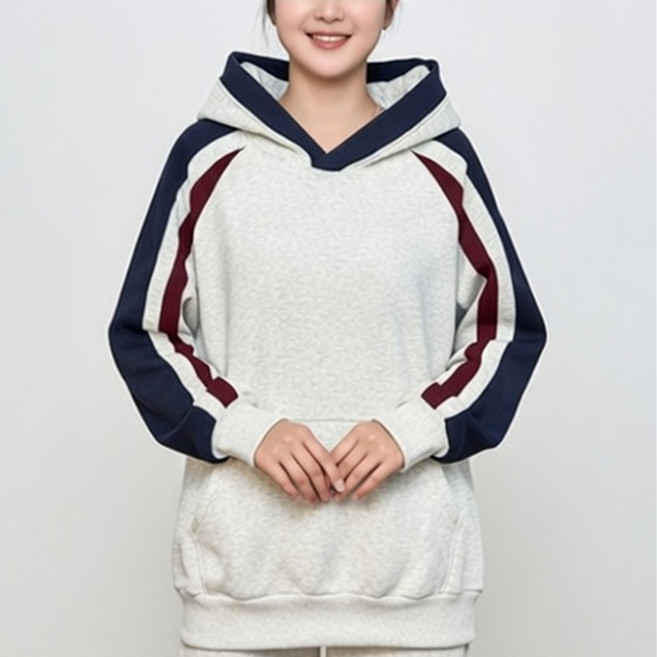 알로데 여성용 라인 포인트 오버핏 후드 티셔츠