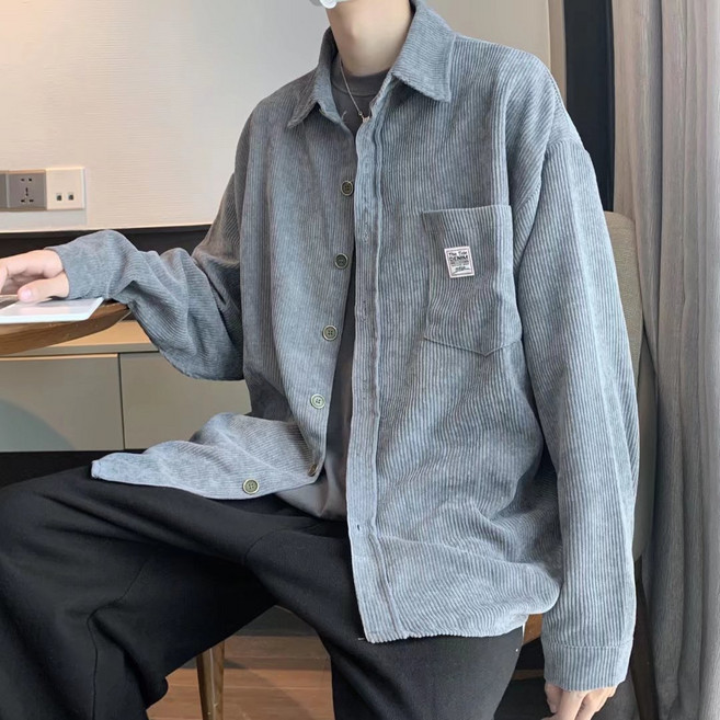 아이앤 남녀공용 오버핏 코듀로이 셔츠