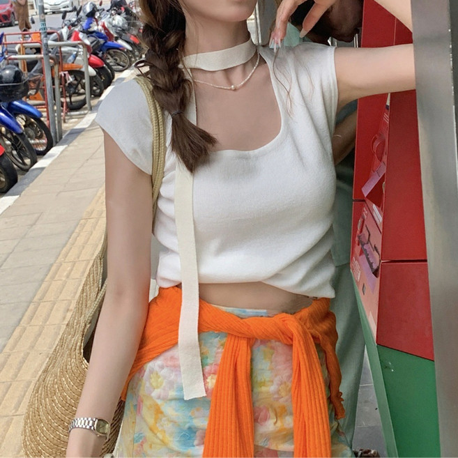 더시럽 여성용 아이스 슬림 니트 민소매 + 머플러 세트