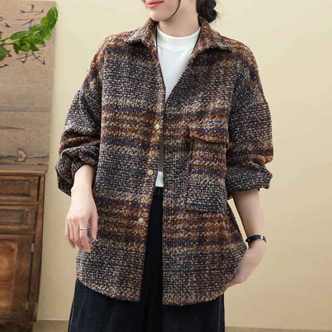 포플러앤씨 여성용 마레프 모직 체크 코트 P24WCT102102