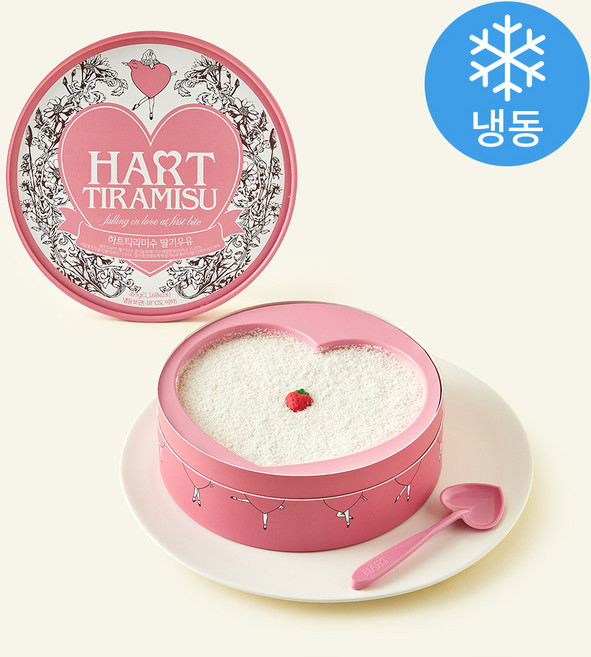 하트티라미수 딸기우유 티라미수 (냉동) + 쇼핑백, 365g, 1개