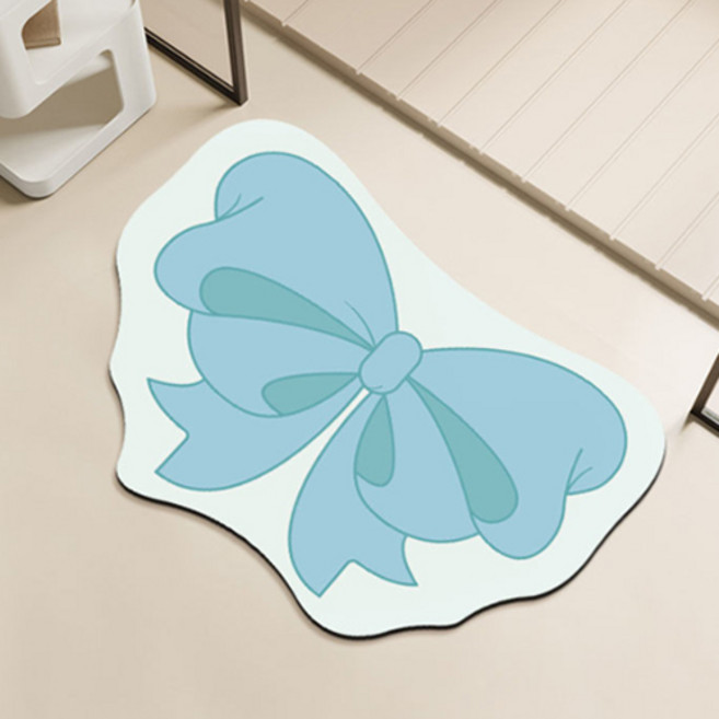 위더홈 나풀 나비 리본 뽀송 발매트, 블루