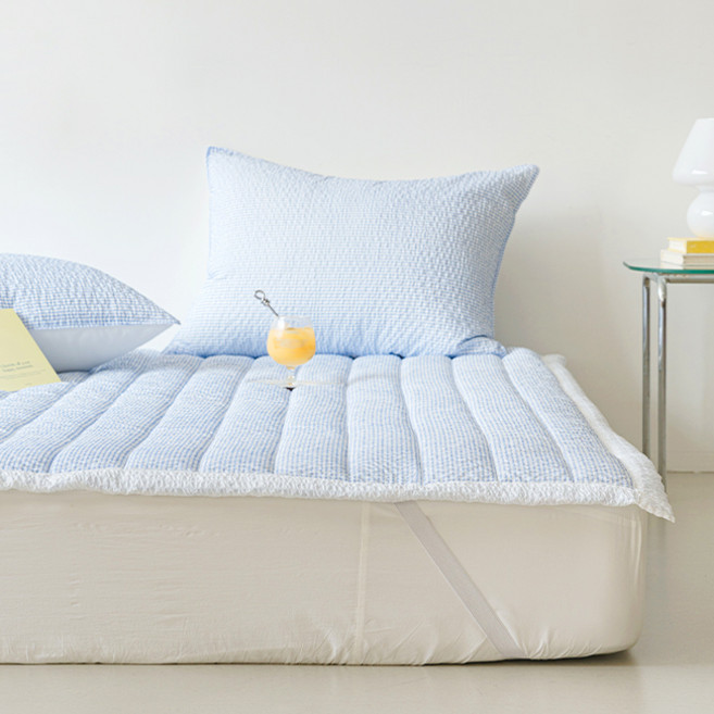 퓨어슬립 산토리 여름 써커 누빔패드, 블루