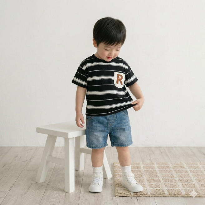 베베니즈 알패치 스트라이프 여름 상하의 세트