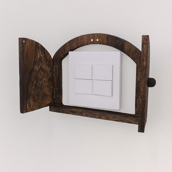 하이앤드라이 무타공 아치형 우드 스위치 가리개, 다크우드