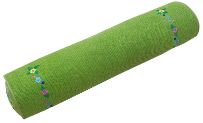 친환경편백아트 프리미엄 편백 나노 큐브칩 자수 경추베개, 연두, 1개