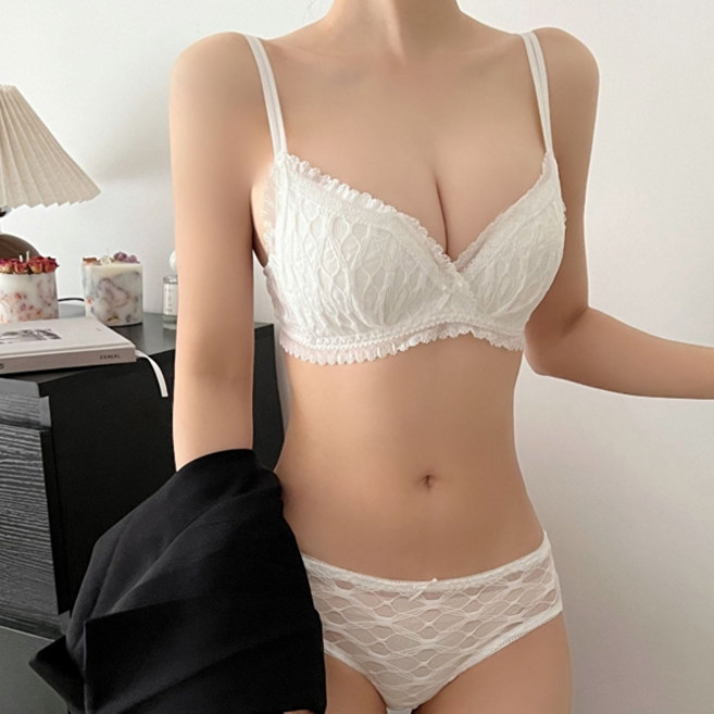 피어니스트 여성용 스윗 프렌치 시스루 속옷 세트