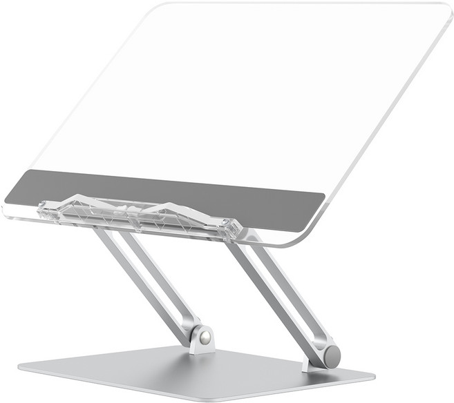 소이믹스 프리미엄 높이조절 각도조절 아크릴 독서대 SOPURE2, 투명 + 실버