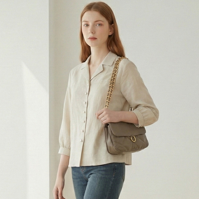 페이지플린 텐셀 노치드 카라 블라우스 P6ABL007M