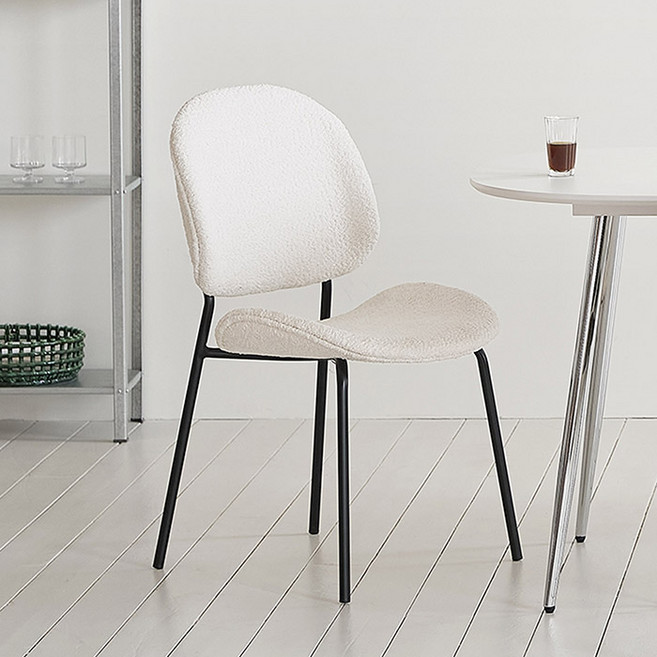 룸앤홈 호퍼 벤티 부클 의자, 크림, 1개