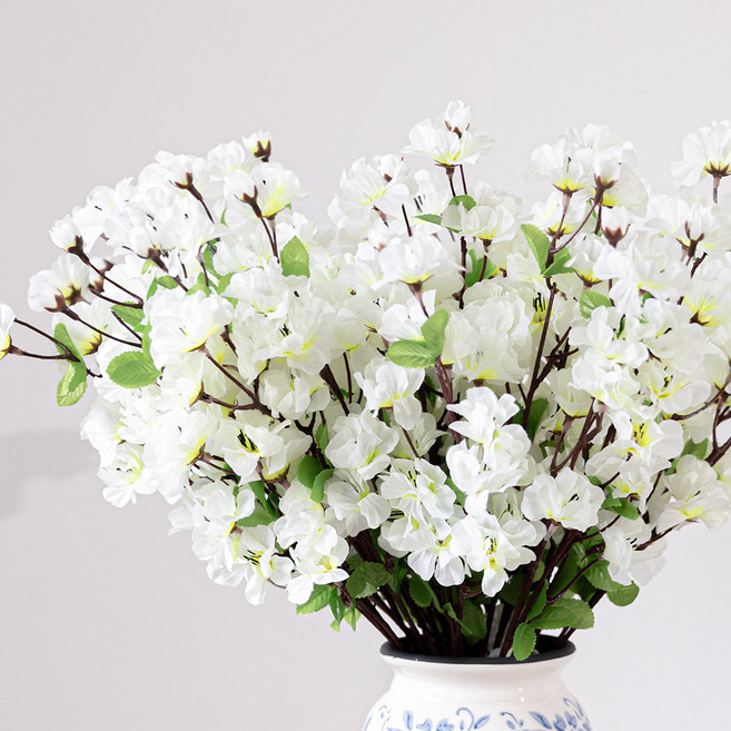 플라워트리 조화 봄 진달래 꽃다발, 크림, 1개