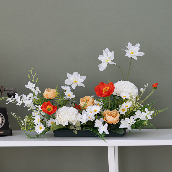 플라워트리 조화 로즈크림 센터피스, 혼합색상, 1개