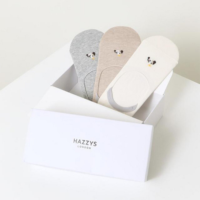 헤지스 여성용 퍼피로고 페이크삭스 3종 양말 선물세트