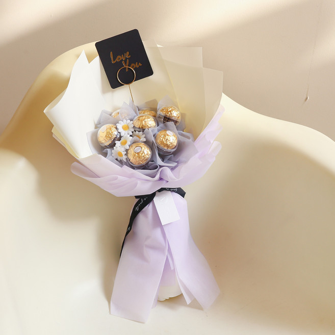 아스파시아 해피 데이지 페레로로쉐 7T 꽃다발, 퍼플