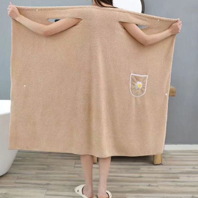 보마리 목욕 타월 샤워 가운, 카키, 1개