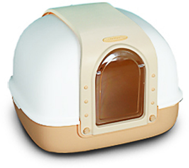 마칼 매직스페이스 후드형 고양이 화장실 3door + 배변삽 + 사막화 방지매트 세트, 피치베이지, 1개