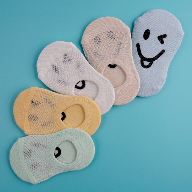 비바세븐 아동용 윙키 미끄럼방지 망사 양말 덧신 5족 세트