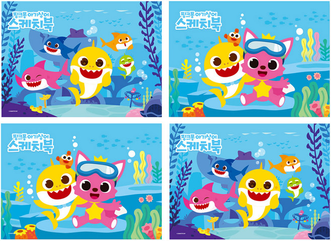 몽땅 핑크퐁 뜯어쓰는 스케치북 4권, 345 x 248 mm, 30매, 1세트