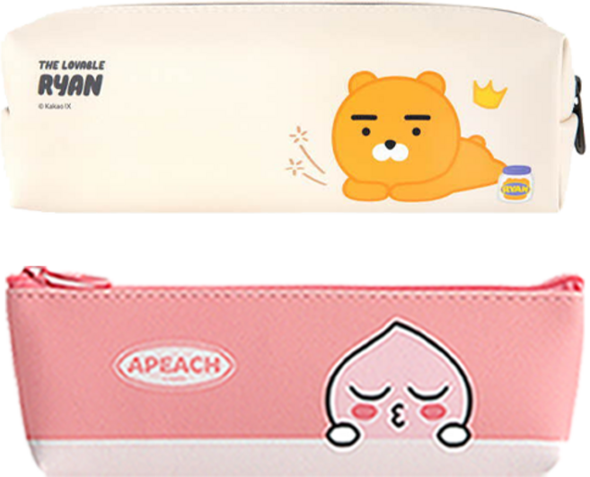 KAKAO FRIENDS 現代風格迷你三角筆袋+方形筆袋組, Apeach(三角筆袋)+Ryan(方形筆袋), 1套