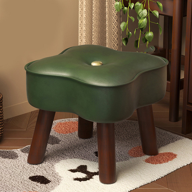 순잠 신발 갈아신는 원목 소프트 낮은 스툴 의자 클로버 30 x 30 x 26 cm, 그린, 1개