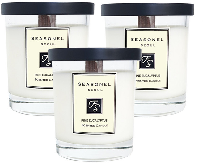 시즈넬 프리미엄 골든왁스 소이캔들, 파인 유칼립투스, 220g, 3개