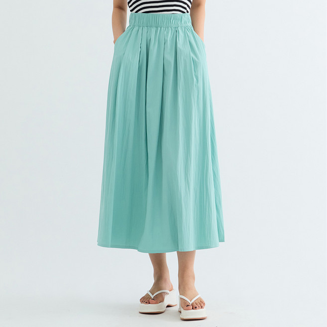 엘쏘 바스락 밴딩 베이직 데일리 롱 스커트