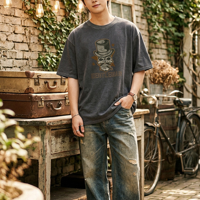 일루소 젠틀맨 피그먼트 싱글 반팔 티셔츠