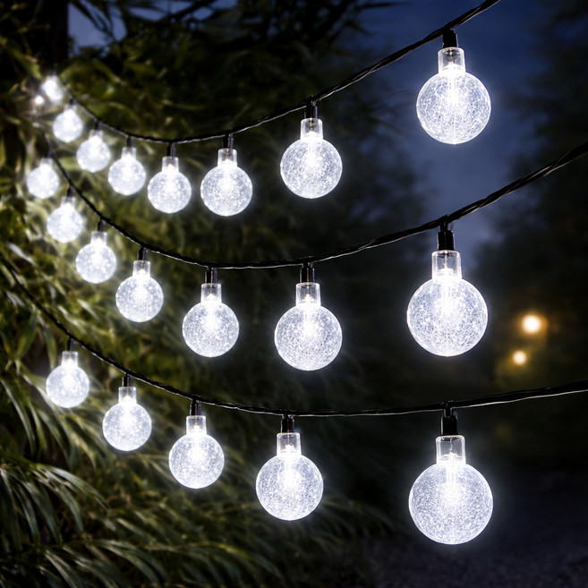 루아즈 LED 태양광 줄조명 파티라이트 정원등 7m, 화이트