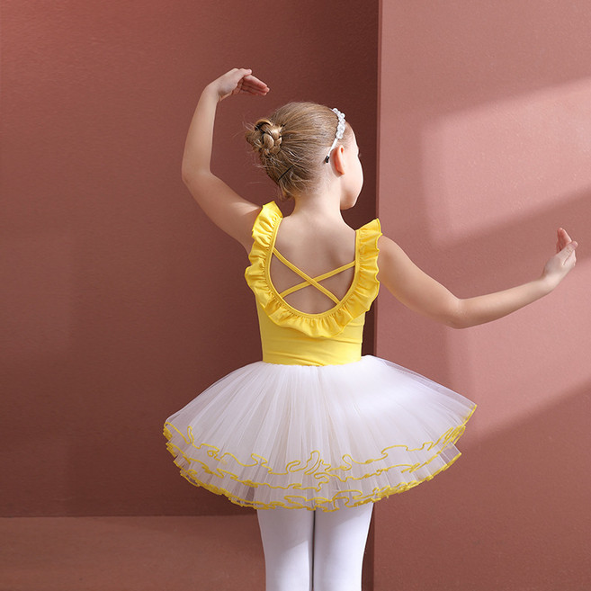 베베니즈 여아용 엑스끈 프릴라인 민소매 레오타드 튜튜 발레복세트